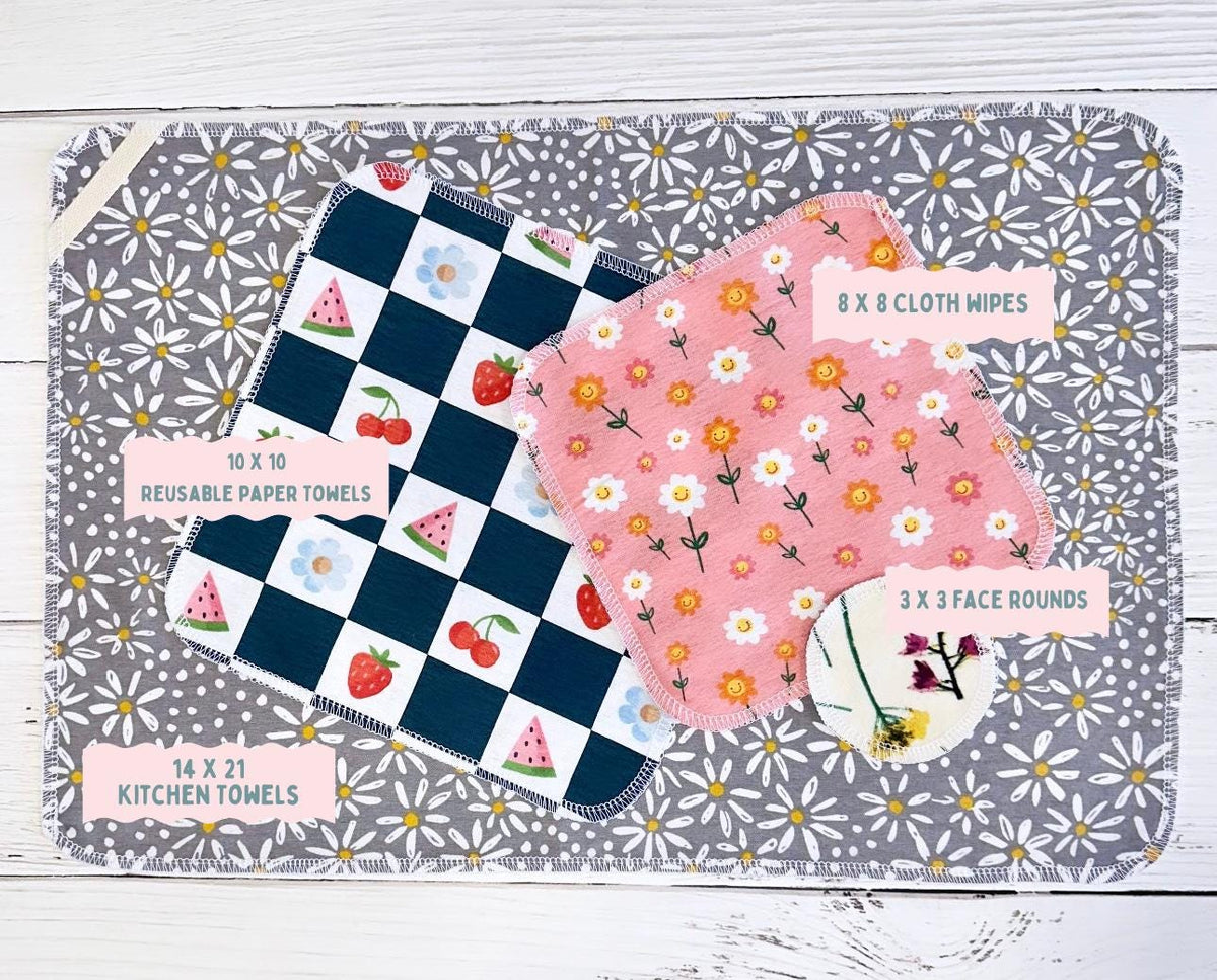 Reusable Paper Towels--Owl Things Floral