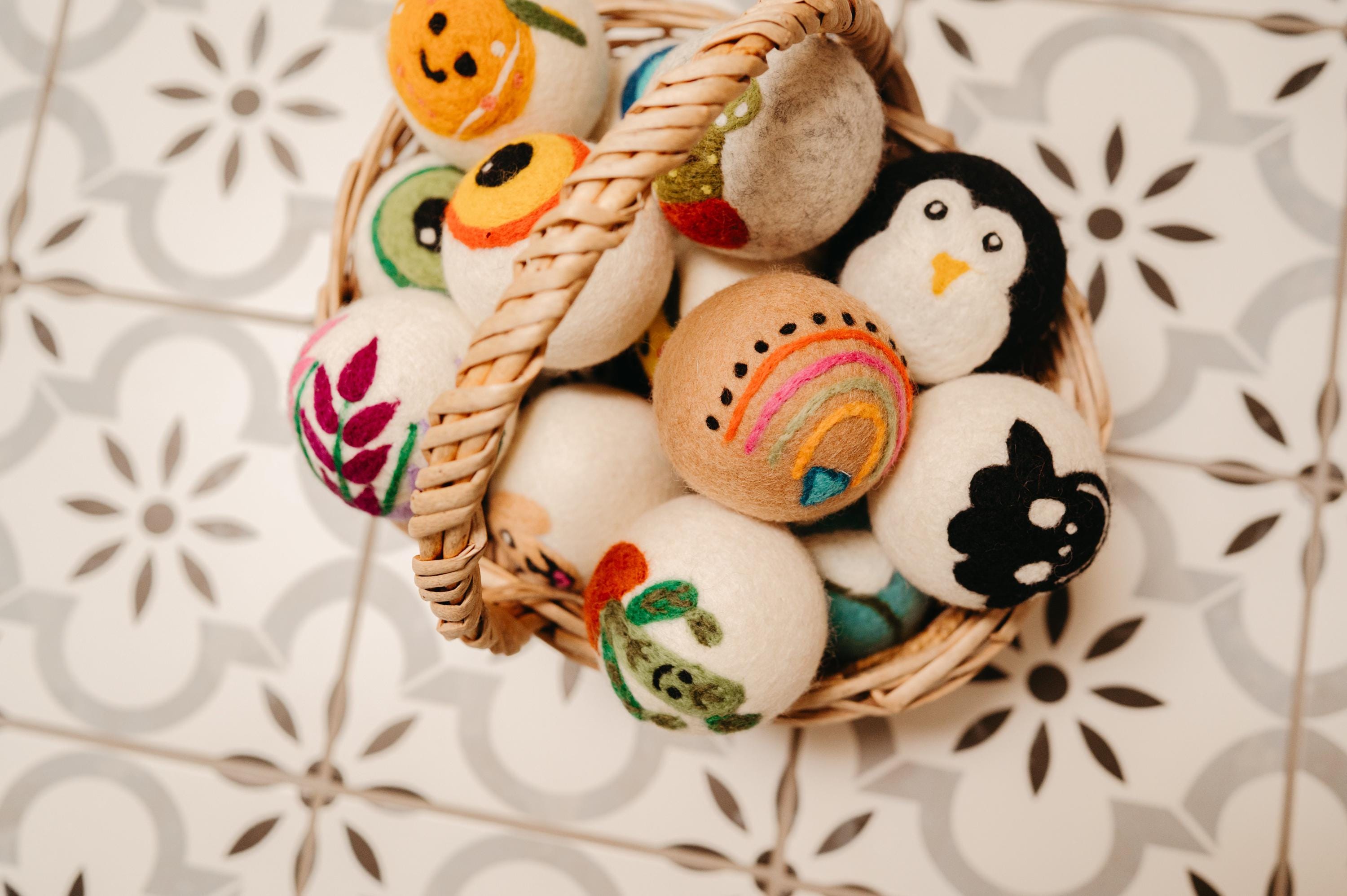 Organic Wool Dryer Balls--Florals